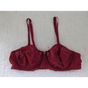 Cacique Red Lace Lightly Lined French Balconette Underwire Bra Size 40C